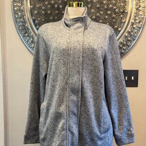 Lands' End Womens Grey Herringbone Fleece Jacket XL/18